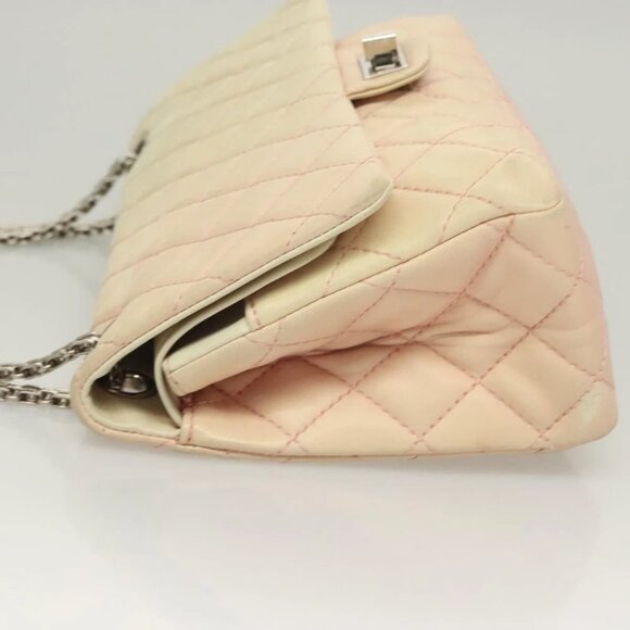 CHANEL Matelasse 2.55 Double Flap Chain Gradient Bag Lamb Skin CC Auth 129232 - Picture 5 of 15